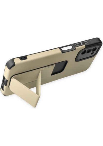 Samsung Galaxy A03S Kılıf Mega Standlı Silikon - Gold 300099