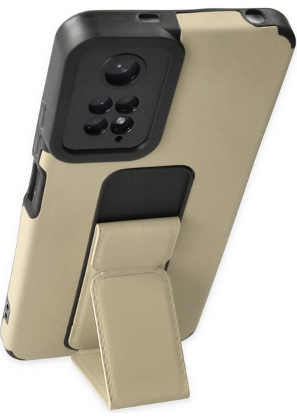 Xiaomi Redmi Note 11 Kılıf Mega Standlı Silikon - Gold 300099
