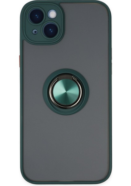 Iphone 14 Kılıf Montreal Yüzüklü Silikon Kapak - Yeşil 300099