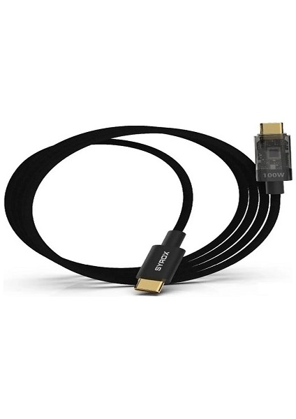 C141TT 100W Digital Göstergeli Şeffaf Başlık Tasarim Hasir Type-C To Type-C Ultra Hızlı Şarj