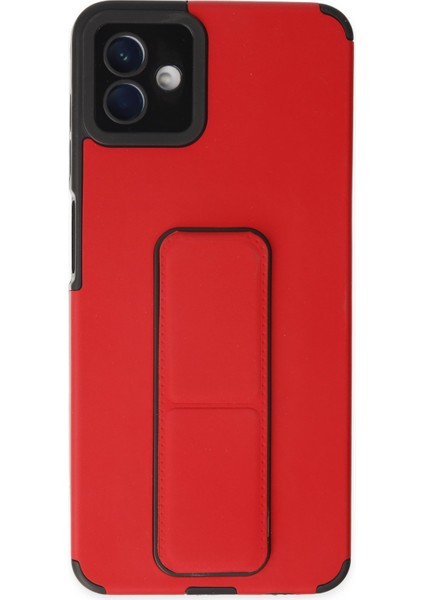 Samsung Galaxy A04 Kılıf Mega Standlı Silikon - Kırmızı 300099