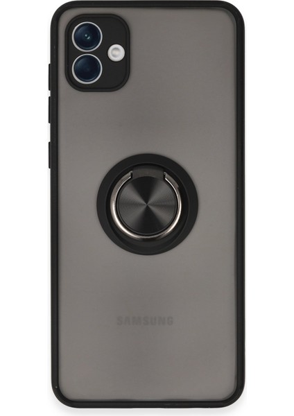 Samsung Galaxy A04 Kılıf Montreal Yüzüklü Silikon Kapak - Siyah 300099