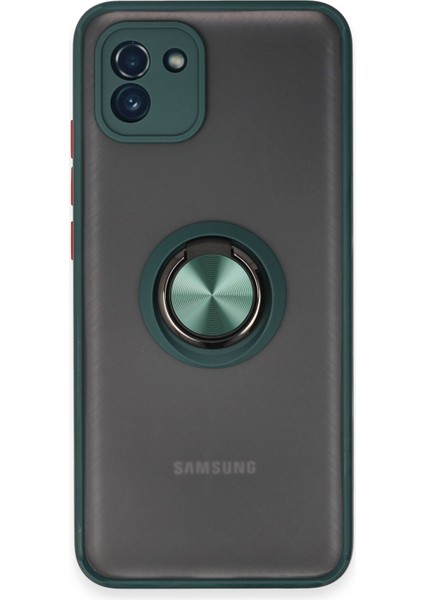 Samsung Galaxy A03 Kılıf Montreal Yüzüklü Silikon Kapak - Yeşil 300099