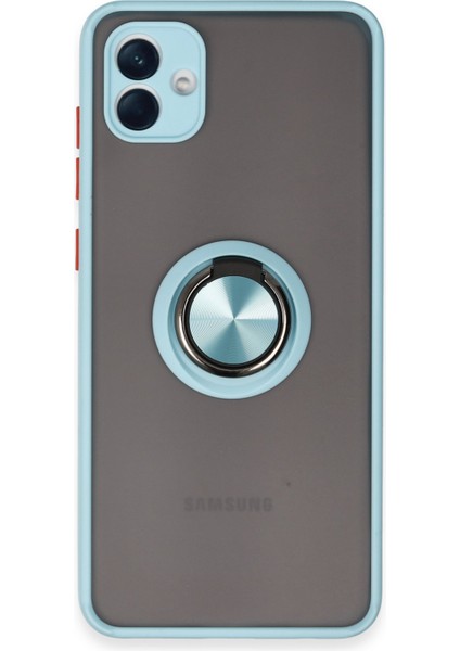 Samsung Galaxy A04 Kılıf Montreal Yüzüklü Silikon Kapak - Buz Mavi 300099