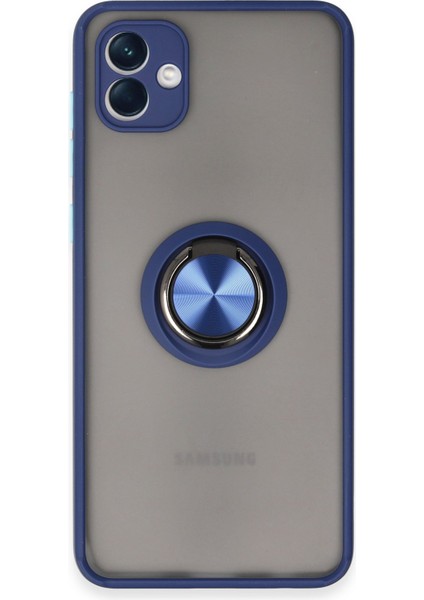 Samsung Galaxy A04 Kılıf Montreal Yüzüklü Silikon Kapak - Lacivert 300099