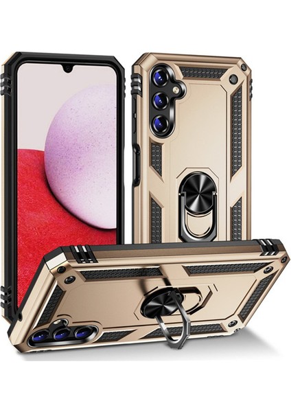 Samsung Galaxy A04S Kılıf Sofya Yüzüklü Silikon Kapak - Gold 300099
