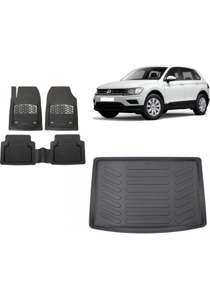 Team Car Volkswagen Tiguan 2024 Model Alt Kademe 3D Bagaj Havuzu+3d Havuzlu Maximum Siyah Paspas