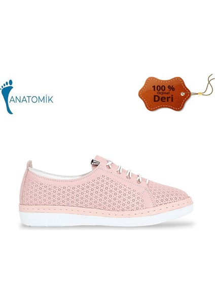 1844 Deri Anatomik Tabanlı Kadın Günlük Ayakkabı - NKT01844-PUDRA-39 fiyatları