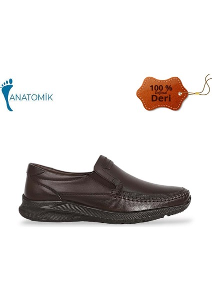 1846 Deri Anatomik Tabanlı Erkek Günlük Ayakkabı - NKT01846-KAHVE Bağsız-40