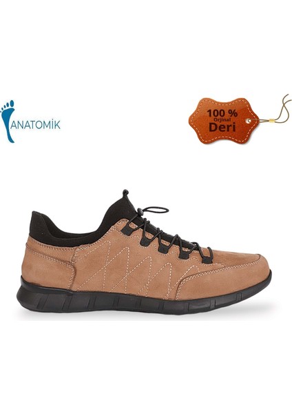1848 Deri Anatomik Tabanlı Erkek Günlük Ayakkabı - NKT01848-KUM-43