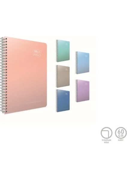 Thebook Spirals Spiralli Sert Kapak Not Defteri 17X24CM 100 Yaprak Çizgisiz