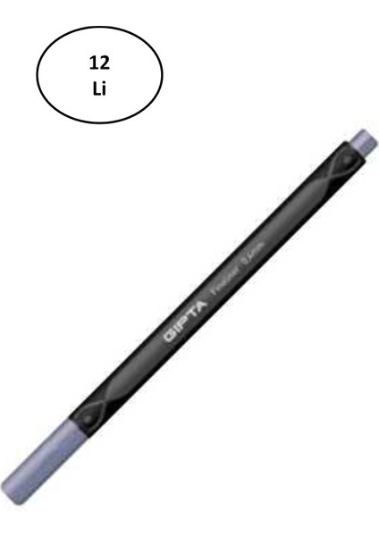 Thick 0.4 mm Fineliner Yeşil Eflatun Kalem 12'li