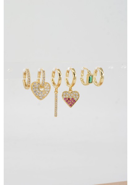 Kadın Vip Seri Özel Tasarım Baget Zirkon Taşlı 6'lı Küpe Seti fiyatları