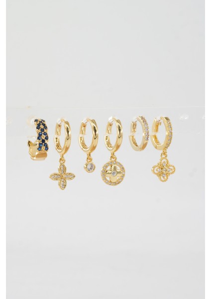 Kadın Vip Seri Özel Tasarım Baget Zirkon Taşlı 6'lı Küpe Seti fiyatları