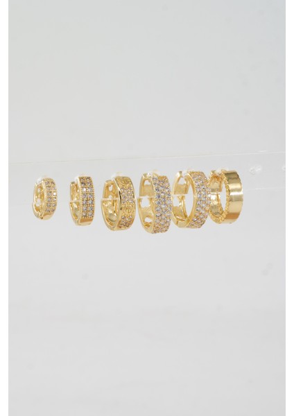 Kadın Vip Seri Özel Tasarım Baget Zirkon Taşlı 6'lı Küpe Seti fiyatları