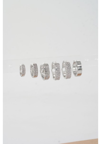 Kadın Vip Seri Özel Tasarım Baget Zirkon Taşlı 6'lı Küpe Seti fiyatları