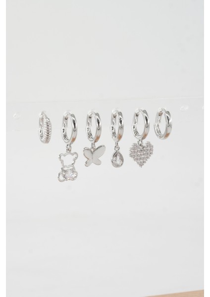 Kadın Vip Seri Özel Tasarım Baget Zirkon Taşlı 6'lı Küpe Seti fiyatları