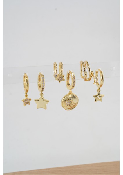 Kadın Vip Seri Özel Tasarım Baget Zirkon Taşlı 6'lı Küpe Seti fiyatları