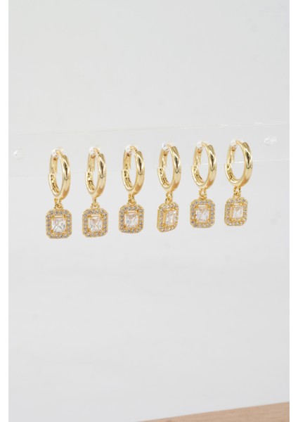 Kadın Vip Seri Özel Tasarım Baget Zirkon Taşlı 6'lı Küpe Seti fiyatları