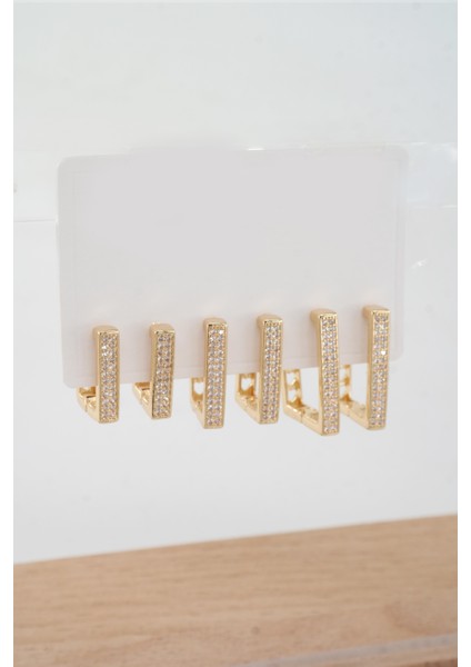 Kadın Vip Seri Özel Tasarım Baget Zirkon Taşlı 6'lı Küpe Set fiyatları