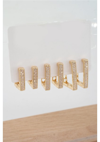 Kadın Vip Seri Özel Tasarım Baget Zirkon Taşlı 6'lı Küpe Set modelleri