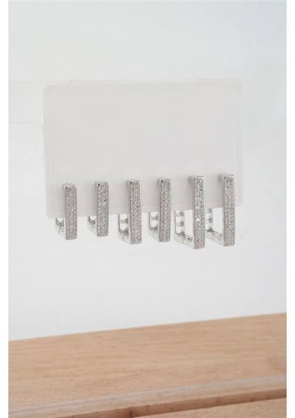 Kadın Vip Seri Özel Tasarım Baget Zirkon Taşlı 6'lı Küpe Set fiyatları