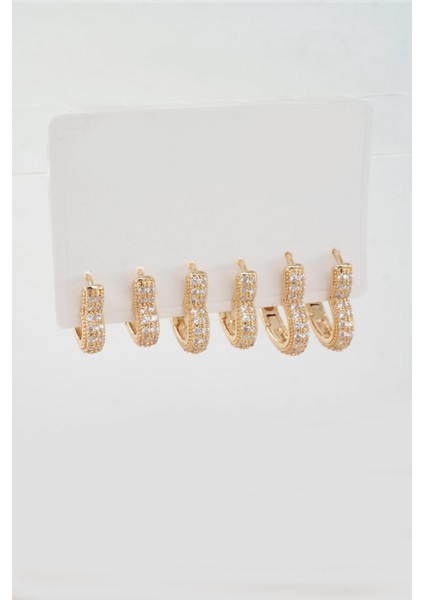 Kadın Vip Seri Özel Tasarım Baget Zirkon Taşlı 6'lı Küpe Set fiyatları