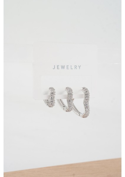 Kadın Vip Seri Özel Tasarım Baget Zirkon Taşlı 3'lü Küpe Seti fiyatları