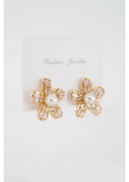 Kadın Vip Seri Özel Tasarım Baget Zirkon Taşlı Küpe Seti