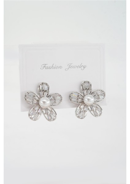 Kadın Vip Seri Özel Tasarım Baget Zirkon Taşlı Küpe Seti