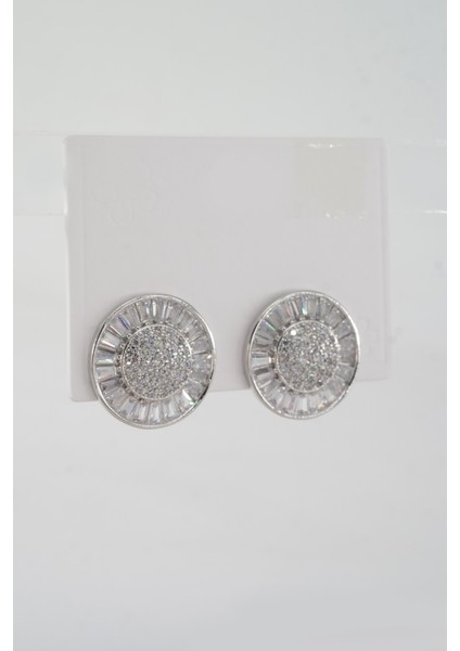 Kadın Vip Seri Özel Tasarım Baget Zirkon Taşlı Küpe Seti