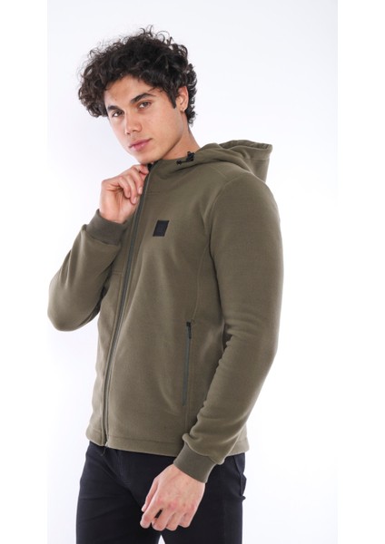 Haki Erkek Slimfit Kalın 3 Cepli Kapüşonlu Spor Polar 6703 fiyatları