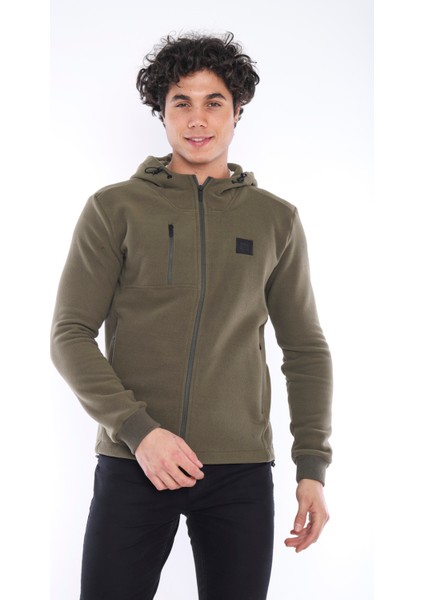 Haki Erkek Slimfit Kalın 3 Cepli Kapüşonlu Spor Polar 6703 fırsatları