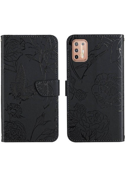 Motorola G9 Artı Çiçekler ve Kelebekler Anti-Damla Koruma Pu Telefon Kılıfı (Yurt Dışından)