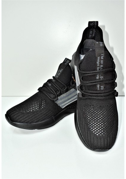 Siyah Erkek Sneaker Yumuşak Taban Triko Gövde Spor Ayakkabı AY0002