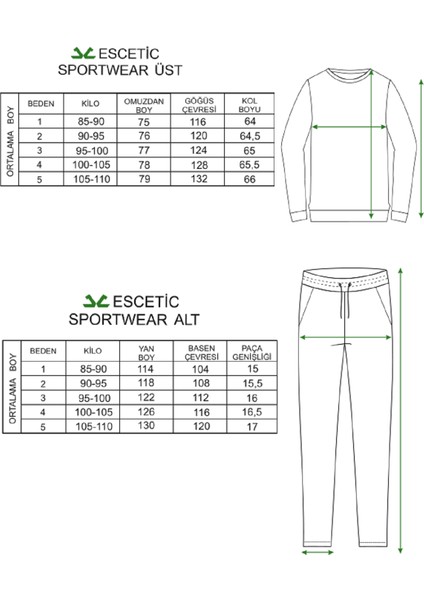Kahve Battal Beden 3 İplik Nefes Alabilen Spor Sweat Eşofman Takımı A3052