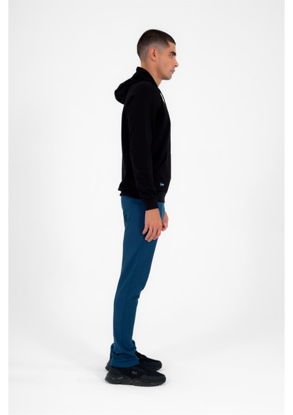 Siyah Erkek Slimfit Cepli 2 Iplik 4 Mevsim Kapüşonlu Spor Sweat 0949