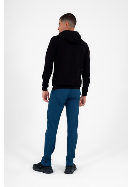 Siyah Erkek Slimfit Cepli 2 Iplik 4 Mevsim Kapüşonlu Spor Sweat 0949