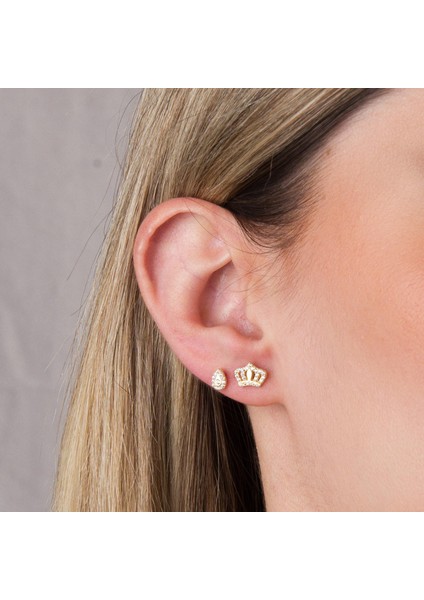 14 Ayar Altın Prenses Taç Taşlı Küpe 1,25 gr fırsatları