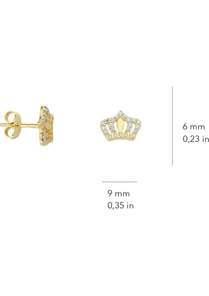 14 Ayar Altın Prenses Taç Taşlı Küpe 1,25 gr indirimleri