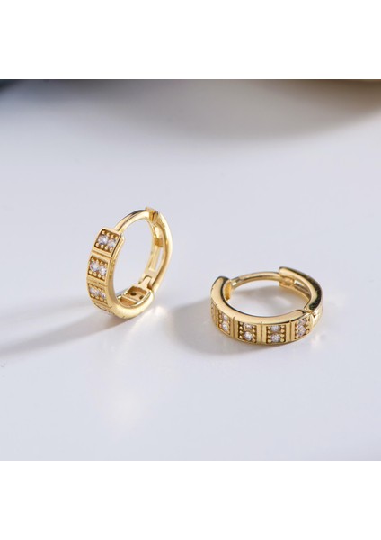 14 Ayar Altın Minik Taşlı Halka Küpe 1,20 gr