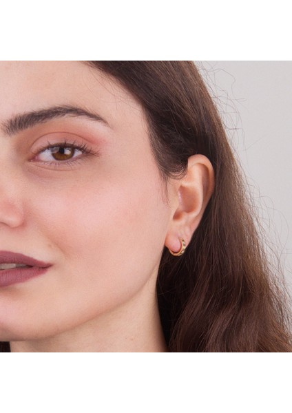 14 Ayar Altın Minik Taşlı Halka Küpe 1,20 gr modelleri