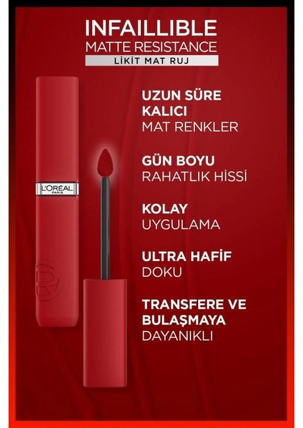 L'Oréal Paris Loreal Paris Infaillible Matte Kalıcı Ruj Dolgun Dudaklar ve Dudak Makyaj Seti 430-206