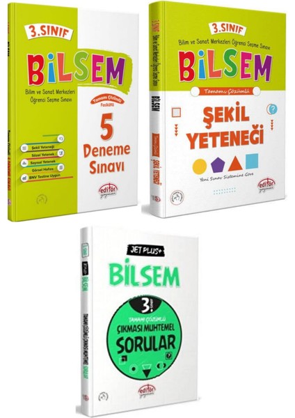 3. Sınıf BİLSEM Sınavı Hazırlık Seti 3 Kitap