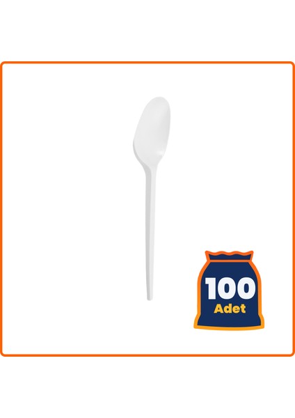 Plastik Beyaz Standart Büyük Kaşık -100 Adet