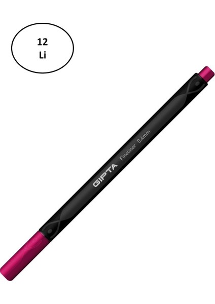 Gıpta Fınelıner Kalem 0,4 mm Bordo K600014 12'li
