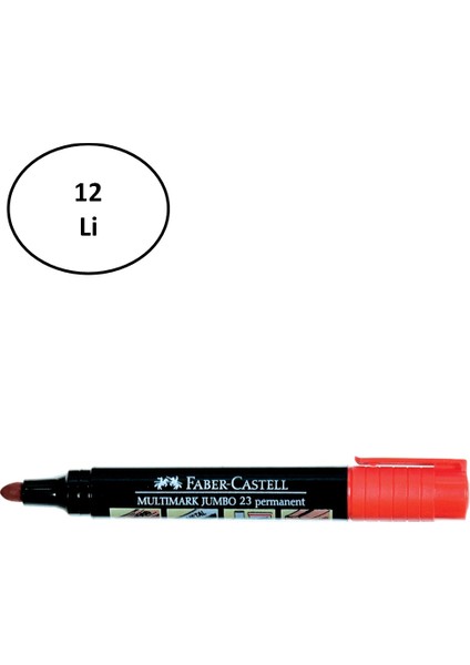 Faber Castell Permanent Markör Jumbo 23 Kırmızı 12'li