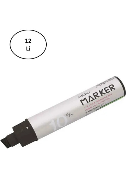 Mikro Siyah 10 mm Permament Marker Kalem 12'li