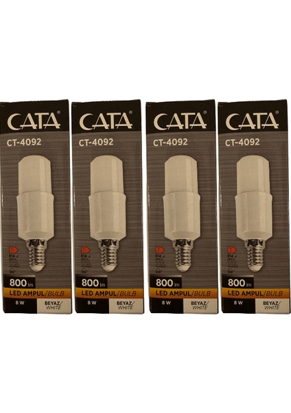CT-4092 8W 6400K (Beyaz Işık) E14 Duylu LED Ampul (4 Adet)