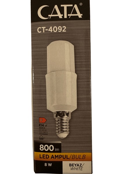 CT-4092 8W 6400K (Beyaz Işık) E14 Duylu LED Ampul (4 Adet)